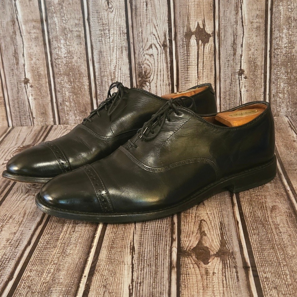 Sz 9 E Mens Allen Edmonds Fifth Avenue Black Leather Cap Toe Oxford Shoes